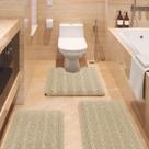 Conjunto de tapetes de banheiro ACCUMTEK Listrado Bege Ultra Soft Chenille