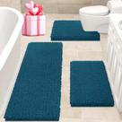 Conjunto de tapetes de banheiro ACCUMTEK Teal Blue Chenille 3 peças