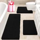 Conjunto de tapetes de banheiro ACCUMTEK Upgrade Extra Large Black 3 peças