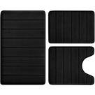 Conjunto de tapetes de banheiro BYSURE Black Memory Foam de 3 peças