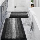 Conjunto de tapetes de banheiro Gibelle Black Chenille de 2 peças Conjunto de tapetes de banheiro Gibelle Black Chenille de 2 peças