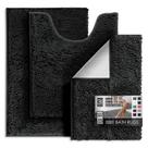 Conjunto de tapetes de banheiro Hearth & Harbor Chenille, antiderrapante, preto