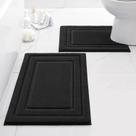 Conjunto de tapetes de banheiro HOMEIDEAS, 2 peças, absorventes supermacios, pretos