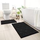 Conjunto de tapetes de banheiro HOMEIDEAS de 2 peças Shaggy Absorbent Black