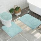 Conjunto de tapetes de banheiro ITSOFT, antiderrapante, Shaggy Chenille, 3 peças, azul spa