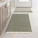 Conjunto de tapetes de banheiro MIULEE Waffle de 2 verdes e creme 43x61+46x76cm