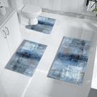 Conjunto de tapetes de banheiro MUGINYU Blue 3 peças em azul marinho