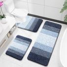 Conjunto de tapetes de banheiro OLANLY, microfibra absorvente macia, azul escuro