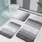 Conjunto de tapetes de banheiro OLANLY, microfibra macia absorvente, cinza, 3 unidades