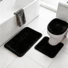 Conjunto de tapetes de banheiro RUN HELIX Black, tapete de banho Shaggy de 3 peças