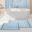 Conjunto de tapetes de banheiro Tindbea Extra Soft Absorbent Chenille Blue