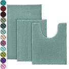 Conjunto de tapetes de banheiro Urvoix, 3 peças de chenille antiderrapante (Aqua Sea)