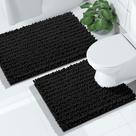 Conjunto de tapetes de banheiro Yimobra Quick Dry Chenille Bath Mat Black