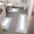 Conjunto de tapetes de banho Bsmathom, 3 peças, antiderrapante, absorvente, cinza claro Conjunto de tapetes de banho Bsmathom, 3 peças, antiderrapante, absorvente, cinza claro