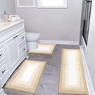 Conjunto de tapetes de banho Bsmathom de 3 peças absorventes antiderrapantes para banheiro bege Conjunto de tapetes de banho Bsmathom de 3 peças absorventes antiderrapantes para banheiro bege