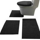 Conjunto de tapetes de banho Madeals Chenille de 4 peças com tampa de vaso sanitário preta