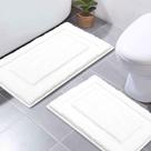 Conjunto de tapetes de banho SHACOS White Microfiber Lavável 40x60cm + 50x80cm