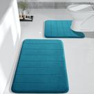 Conjunto de tapetes de banho Yimobra Memory Foam, 2 peças, azul pavão Conjunto de tapetes de banho Yimobra Memory Foam, 2 peças, azul pavão
