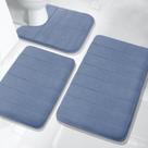 Conjunto de tapetes de banho Yimobra Memory Foam, 3 peças, azul jeans Conjunto de tapetes de banho Yimobra Memory Foam, 3 peças, azul jeans