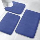 Conjunto de tapetes de banho Yimobra Memory Foam 3 peças azul marinho Conjunto de tapetes de banho Yimobra Memory Foam 3 peças azul marinho
