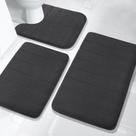 Conjunto de tapetes de banho Yimobra Memory Foam 3 peças pretas Conjunto de tapetes de banho Yimobra Memory Foam 3 peças pretas