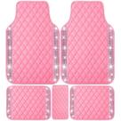 Conjunto de tapetes de carro NBTEPEM Pink Leather Diamond, 5 peças Conjunto de tapetes de carro NBTEPEM Pink Leather Diamond, 5 peças