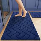 Conjunto de tapetes de cozinha hicorfe superabsorvente antiderrapante azul marinho