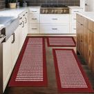 Conjunto de tapetes de cozinha Ileading, 3 peças, suporte de borracha antiderrapante vermelho