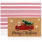 Conjunto de tapetes de Natal Duraaamo Merry Christmas Nature Coir