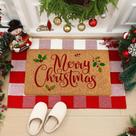 Conjunto de tapetes de porta de Natal, tapete externo Moucuny, vermelho, branco, 2 unidades