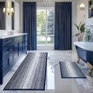 Conjunto de tapetes e tapetes de banheiro BSICPRO Chenille Bath Mat Rug Navy