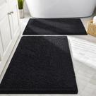 Conjunto de Tapetes para Banheiro Smiry 2 Peças Antiderrapante Preto 76 x 51 cm