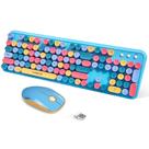 Conjunto de teclado e mouse sem fio FOPETT em tamanho real, cor azul
