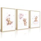 Conjunto de telas de berçário Wall Art Baccone Bear 41x61cm emoldurado