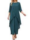 Conjunto de terninho de chiffon de 2 peças Seta T feminino verde escuro pequeno