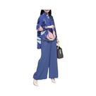 Conjunto De Terno Floral Oversize Feminino Com Camisa De Manga Longa E Calças De Perna Larga,
