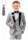 Conjunto de terno formal Tesscy Baby Boys, cinza, tamanho 3, com gravata borboleta e gravata