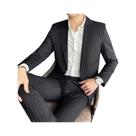 Conjunto De Terno Slim Fit Masculino De Duas Peças Com Listras, Calças E Jaqueta Para Negócios E