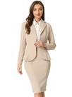 Conjunto de ternos Allegra K, blazer e saia lápis para mulheres, cáqui, 3GG
