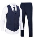 Conjunto de ternos masculinos Datysum, azul, slim fit, colete, casamento