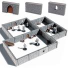 Conjunto de terreno DND Dungeon Walls Modular, 48 peças, escala de 28 mm