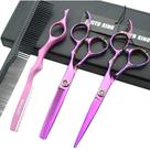 Conjunto de Tesouras para Corte de Cabelo Smithking 5,5" com Cabo Rosa