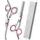 Conjunto de tesouras para cuidar de cães Wikdey Pink com ponta redonda de segurança