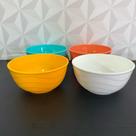 Conjunto de tigela bowl de plástico colorido com 4 peças para sobremesa doce bolo pote de cozinha