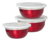 Conjunto De Tigela Pote Vasilha Inox Colorido Cozinha 3pçs