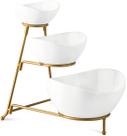 Conjunto de tigelas de servir Gomakren, oval de 3 camadas, com prateleira dobrável