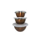 Conjunto de Tigelas em Inox c/ Tampa Rose Gold 3 Peças Fratelli