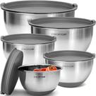 Conjunto de Tigelas para Mistura em Aço Inoxidável Priority Chef com Tampas Conjunto de Tigelas para Mistura em Aço Inoxidável Priority Chef com Tampas