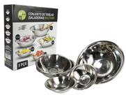 Conjunto de Tigelas Saladeiras em Aço Inox - 5 Peças