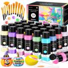 Conjunto de tinta acrílica POPYOLA 24 cores 60mL com pincéis e paleta